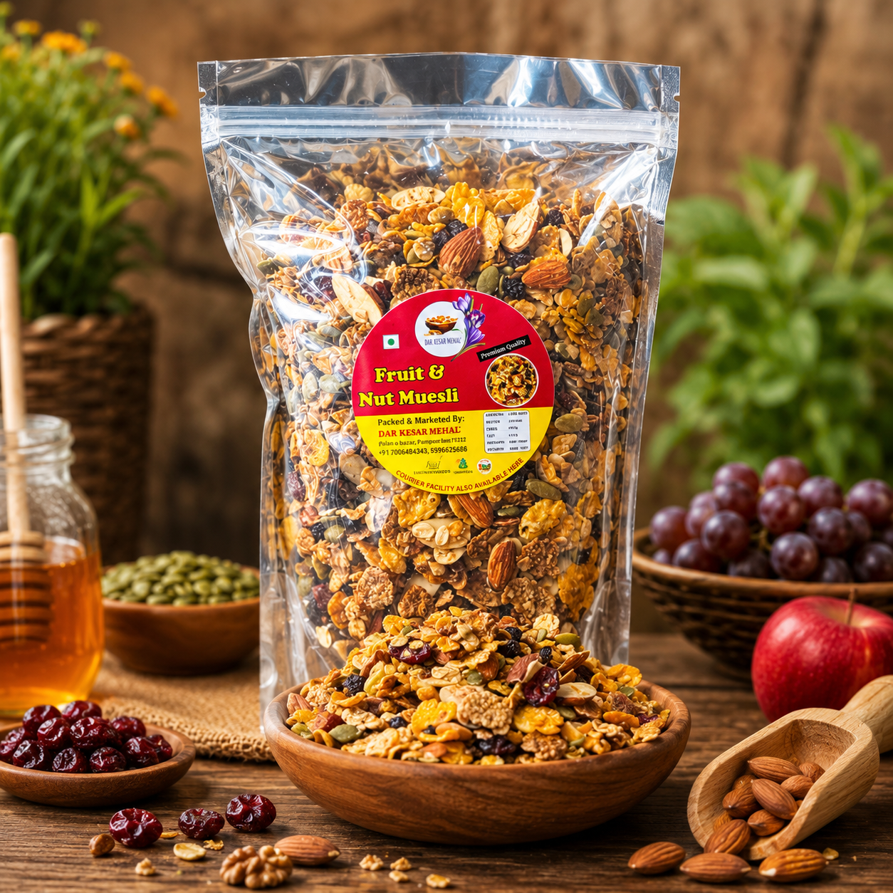 Premium Kashmiri Muesli – Hearty Oat, Nut & Dry Fruit Breakfast Blend | No Added Sugar